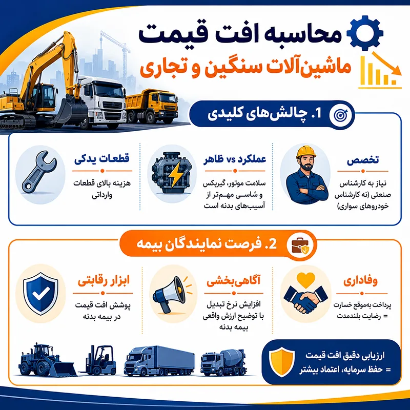 چالشهای محاسبه افت قیمت در ماشینآلات سنگین و تجاری